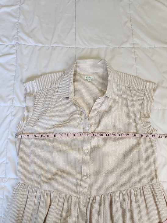 Dip Striped Tiered Buttondown Shirtdress Pockets Organic Cotton Modal Womens XL - Picture 3 of 9